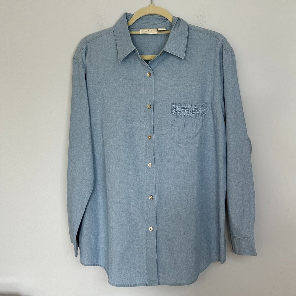 J. Jill Chambray Button Down Size Small Pocket 10… - image 1